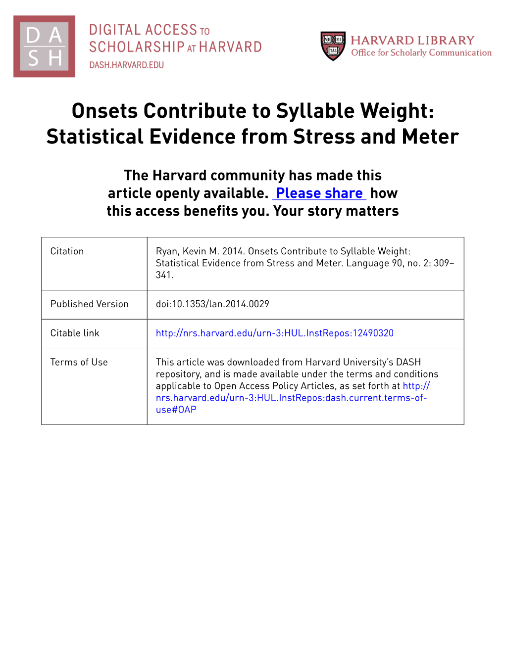 Onsets Contribute to Syllable Weight: Statistical Evidence from Stress and Meter