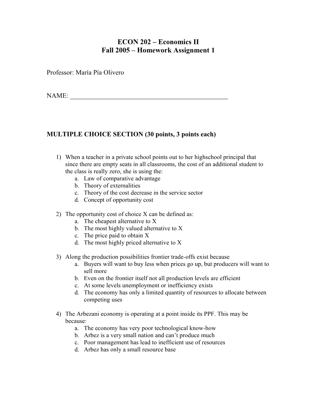 ECON 51D – Economic Principles