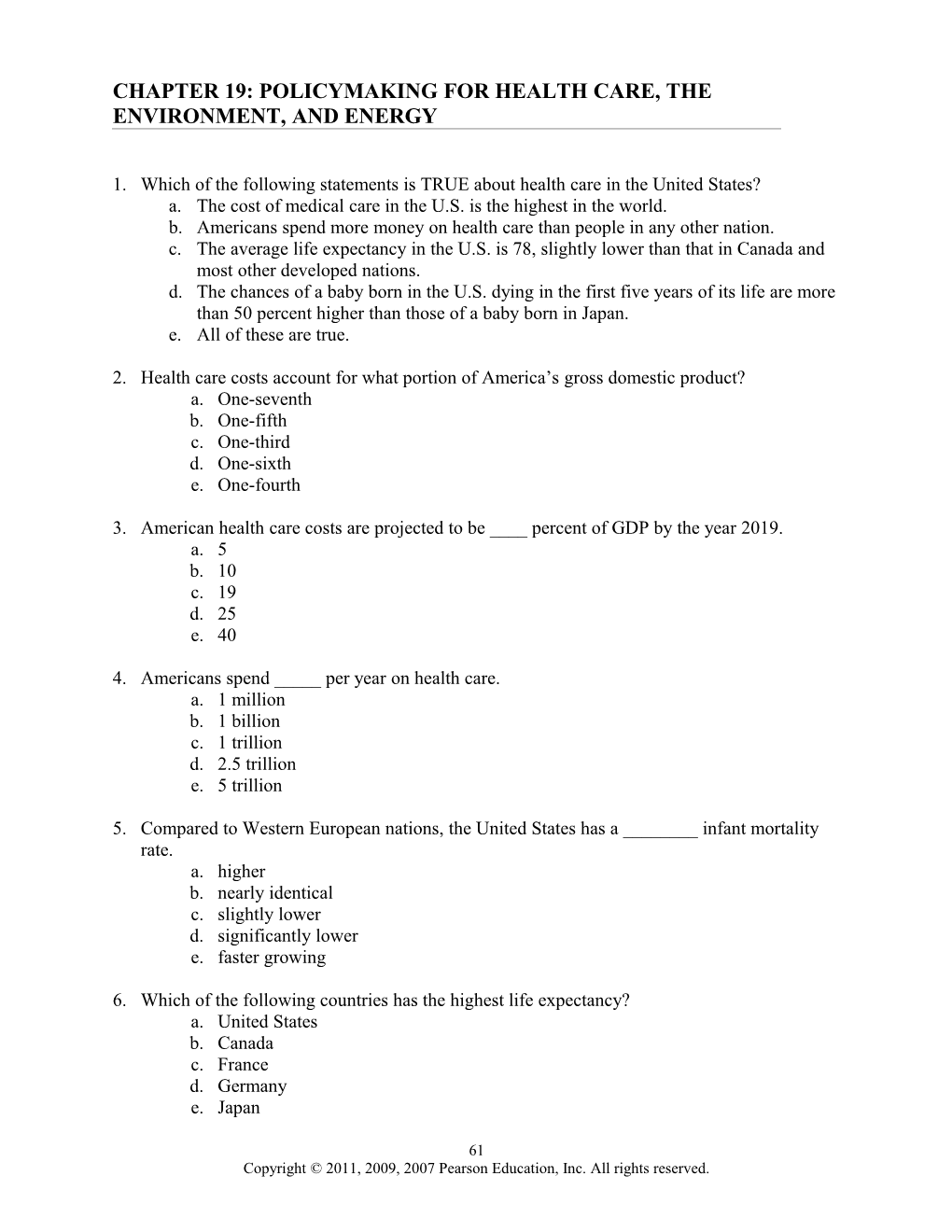 Chapter 19: Policymaking For Health Care, The Environment, And Energy