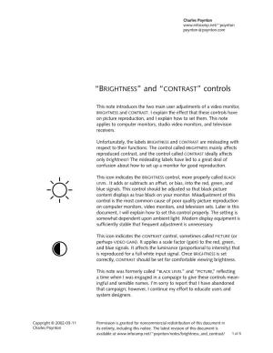 “BRIGHTNESS” and “CONTRAST” Controls