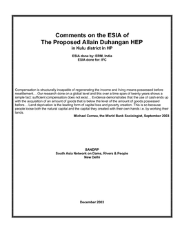 Comments on EIA 1203