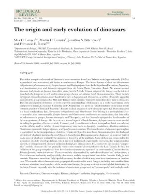 The Origin and Early Evolution of Dinosaurs