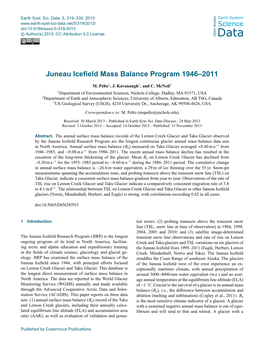 Juneau Icefield Mass Balance Program 1946–2011