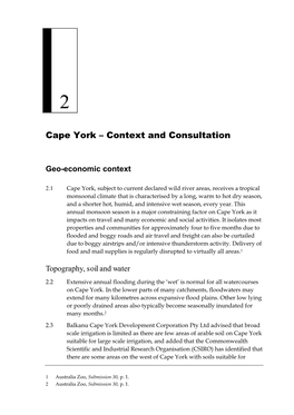 Cape York – Context and Consultation