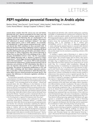 PEP1 Regulates Perennial Flowering in Arabis Alpina