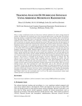 Tracking Analysis of Hurricane Gonzalo Using Airborne Microwave Radiometer