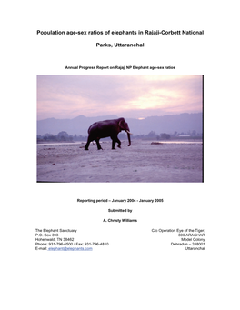 Population Age-Sex Ratios of Elephants in Rajaji-Corbett National Parks