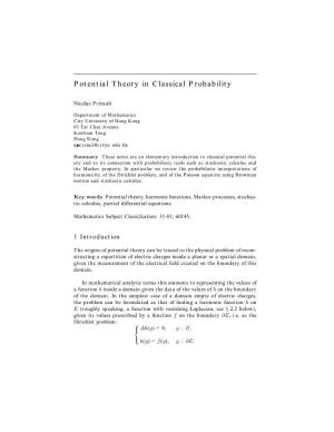 Potential Theory in Classical Probability
