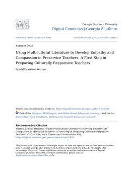 Using Multicultural Literature to Develop Empathy and Compassion in Preservice Teachers: a First Step in Preparing Culturally Responsive Teachers