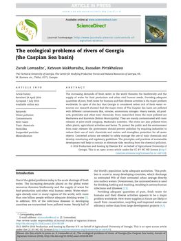 The Ecological Problems of Rivers of Georgia (The&Nbsp