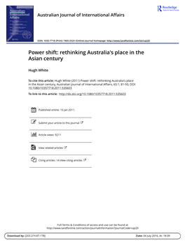 Power Shift: Rethinking Australia's Place in the Asian Century