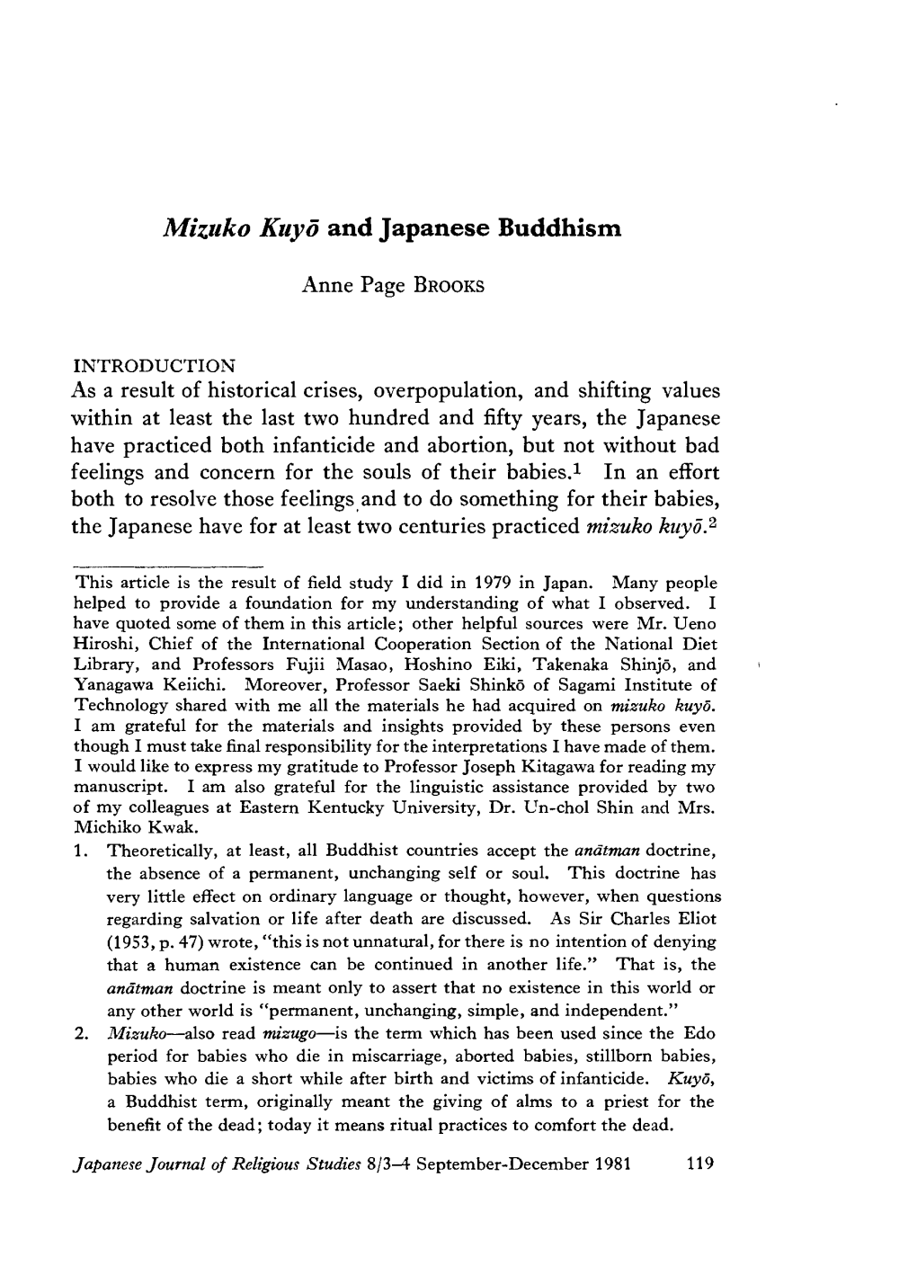 Mizuko Kuyo and Japanese Buddhism
