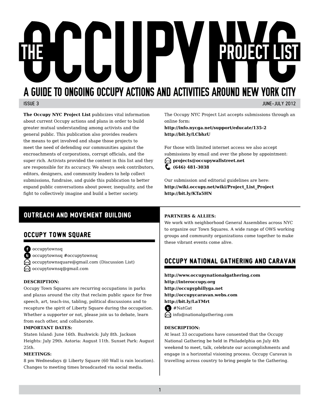 Occupy Wall Street Project List