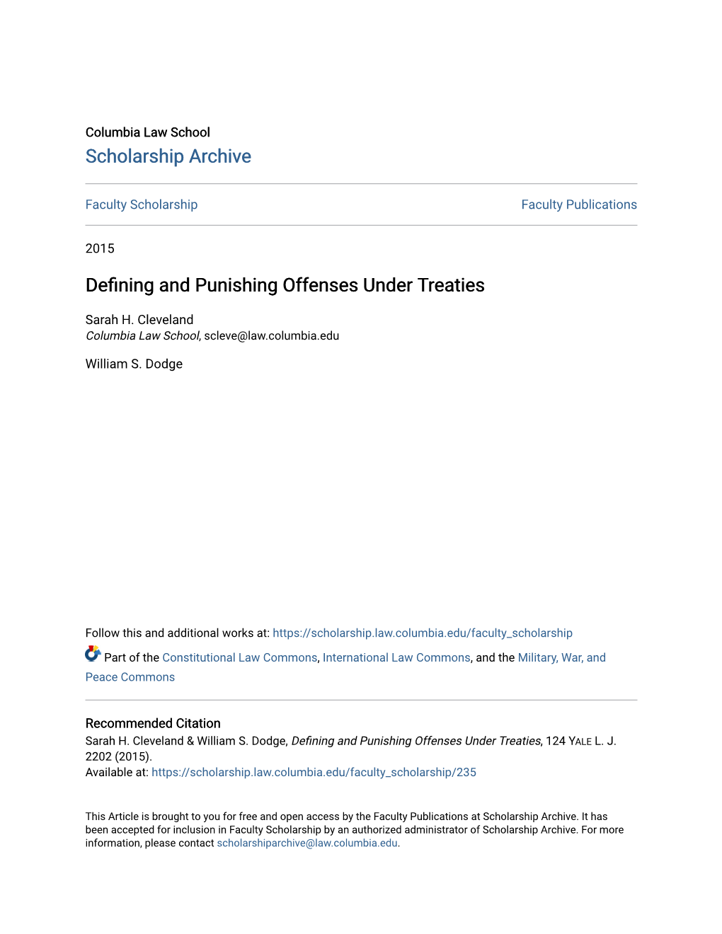 Defining and Punishing Offenses Under Treaties