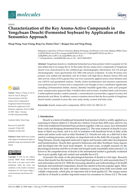 Characterization of the Key Aroma-Active Compounds in Yongchuan Douchi (Fermented Soybean) by Application of the Sensomics Approach