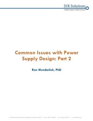 Common Issues with Power Supply Design, Part 2