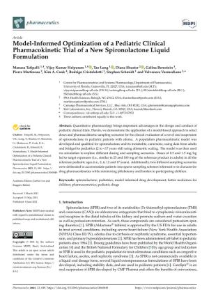Model-Informed Optimization of a Pediatric Clinical Pharmacokinetic Trial of a New Spironolactone Liquid Formulation