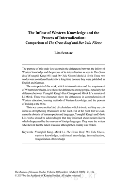 The Inflow of Western Knowledge and the Process of Internalization: Comparison of the Grass Roof and Der Yalu Fliesst
