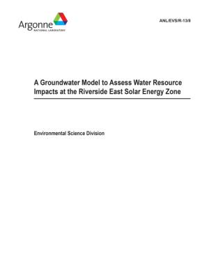 A Groundwater Model to Assess Water Resource Impacts at the Riverside East Solar Energy Zone