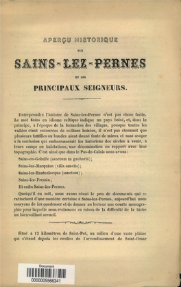 Apercu Historique Sur Sains-Lez-Pernes Et Ses Principaux