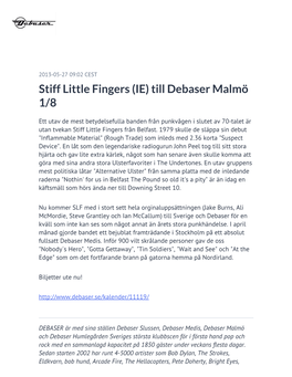 Stiff Little Fingers (IE) Till Debaser Malmö 1/8