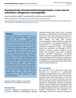 A Rare Case of Cutaneous Collagenous Vasculopathy