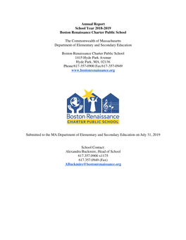Annual Report School Year 2018-2019 Boston Renaissance Charter Public School