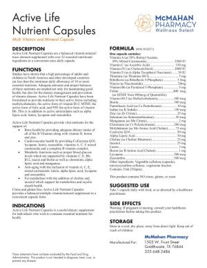 Active Life Nutrient Capsules Multi Vitamin and Mineral Capsule
