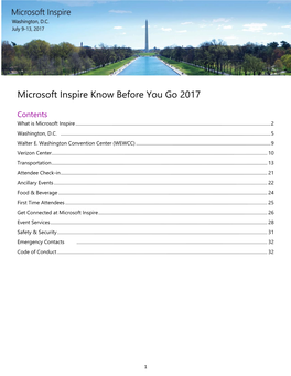 Microsoft Inspire Know Before You Go 2017