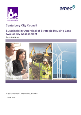 Canterbury City Council Sustainability Appraisal of Strategic Housing Land Availability Assessment Technical Note