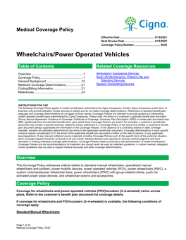 Wheelchairs/ Power Operated Vehicles