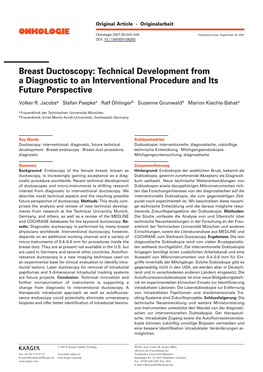 Breast Ductoscopy: Technical Development from a Diagnostic to an Interventional Procedure and Its Future Perspective