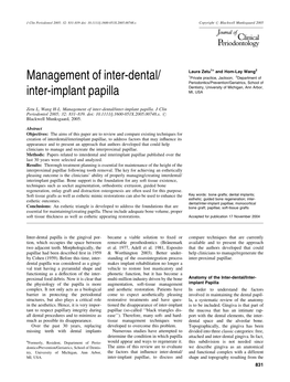 Management of Inter-Dental/Inter-Implant Papilla