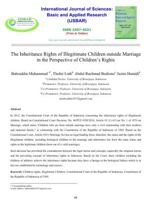 The Inheritance Rights of Illegitimate Children Outside Marriage in the Perspective of Children’S Rights