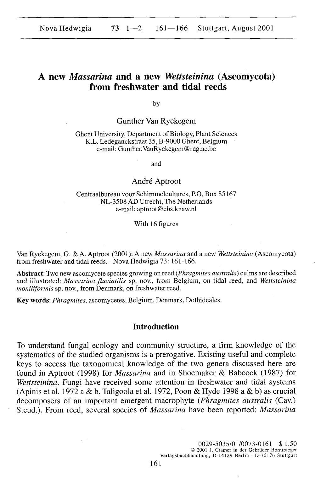 (Ascomycota) from Freshwater and Tidal Reeds