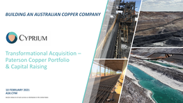 CYM:Paterson Copper Portfolio Acquisition & Capital Raising