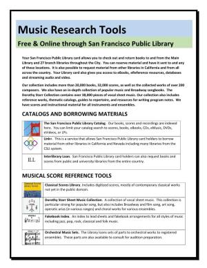 Music Research Tools Free & Online Through San Francisco Public Library