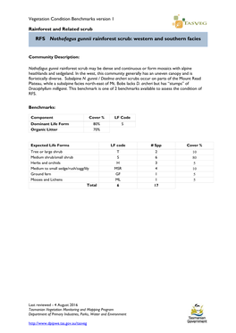 RFS Nothofagus Gunnii Rainforest Scrub: Western and Southern Facies