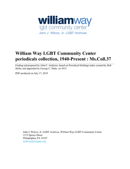 William Way LGBT Community Center Periodicals Collection, 1940-Present : Ms.Coll.37