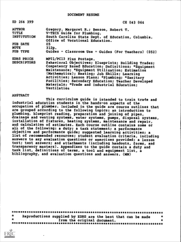 V-TECS Guide for Plumbing. INSTITUTION South Carolina State Dept