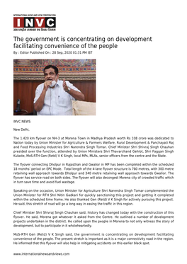 The Government Is Concentrating on Development Facilitating Convenience of the People by : Editor Published on : 28 Sep, 2020 01:31 PM IST
