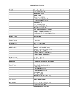 Karaoke Queen Song List 1 R. Kelly Down