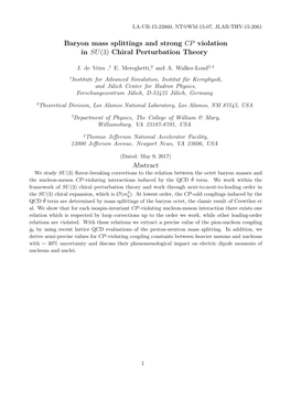 Baryon Mass Splittings and Strong CP Violation in SU(3) Chiral Perturbation Theory