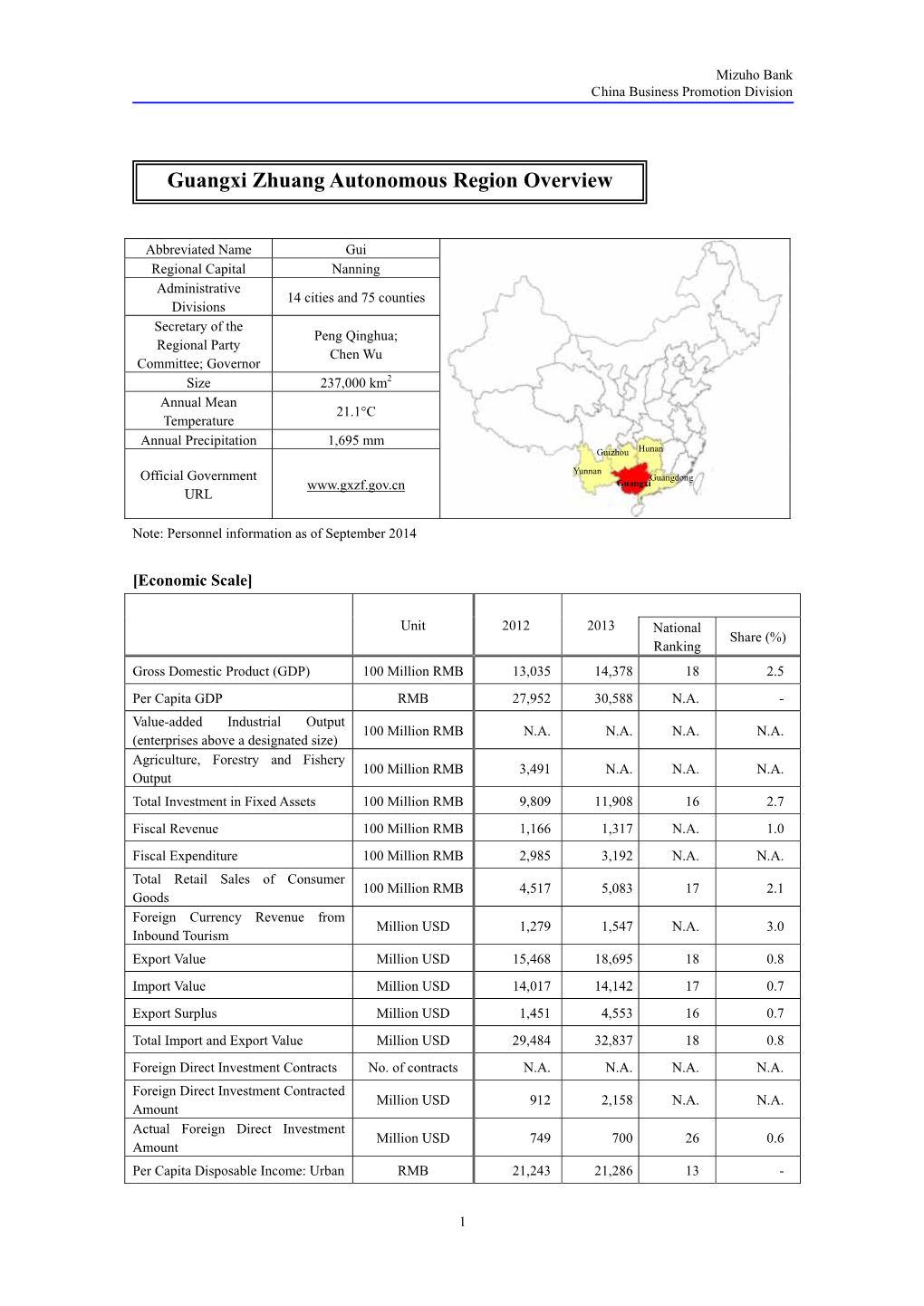 Guangxi Zhuang Autonomous Region Overview