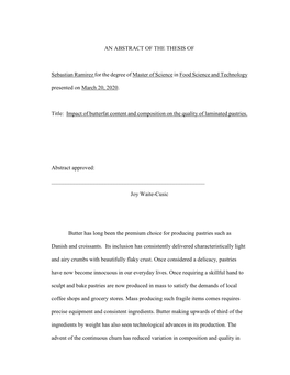 AN ABSTRACT of the THESIS of Sebastian Ramirez for the Degree