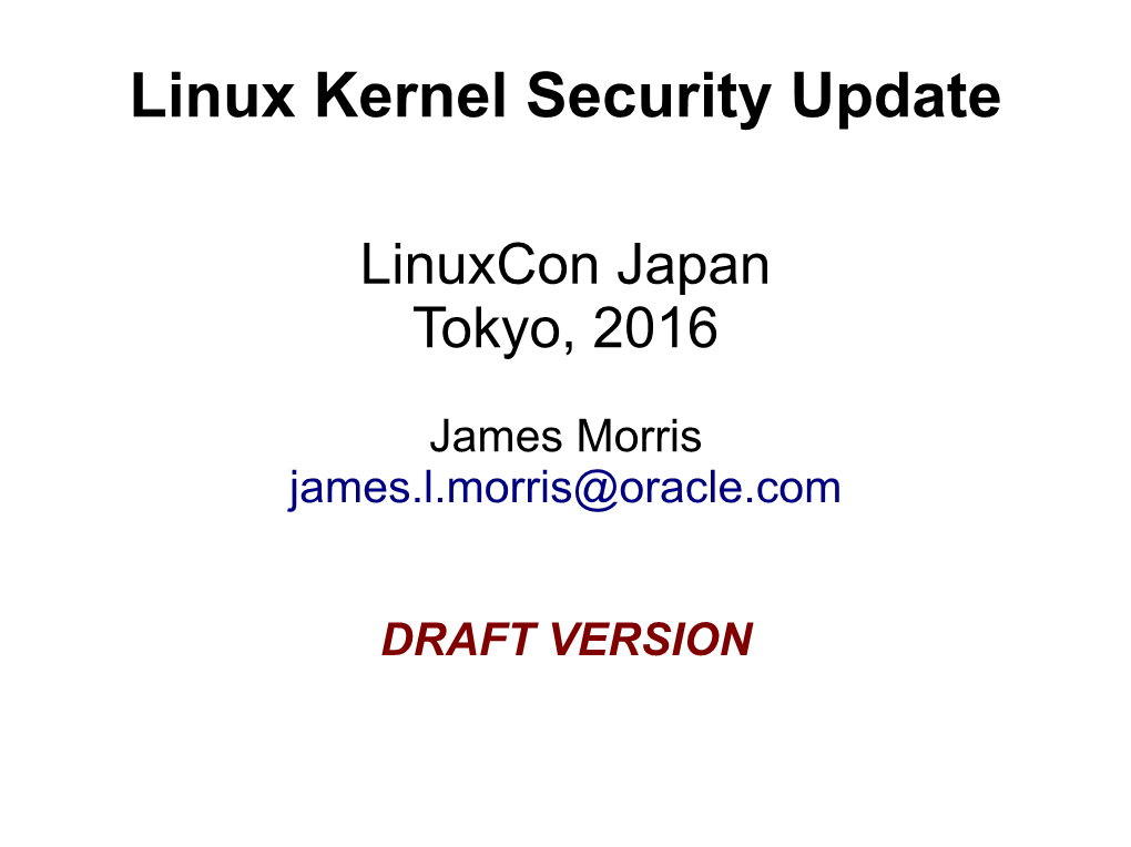 Linux Kernel Security Update