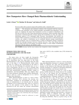 How Transporters Have Changed Basic Pharmacokinetic Understanding