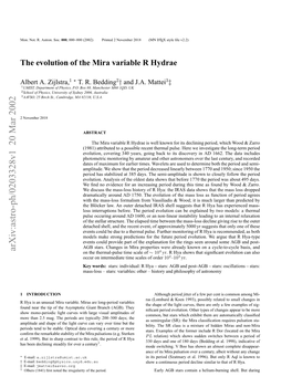 The Evolution of the Mira Variable R Hydrae