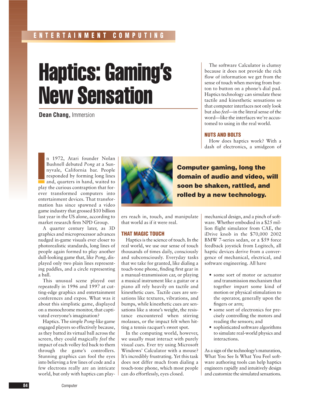 Haptics: Gaming's New Sensation
