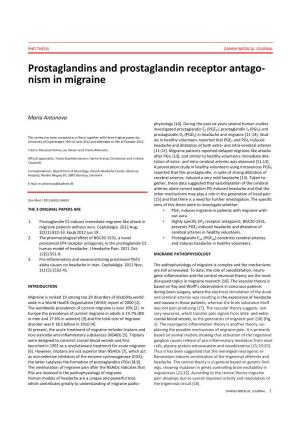 Prostaglandins and Prostaglandin Receptor Antago- Nism in Migraine